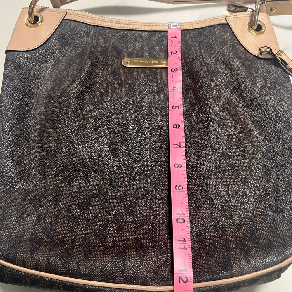 Michael Kors Brown & Beige MK Signature Hobo Shoulder Bag - Picture 7 of 8